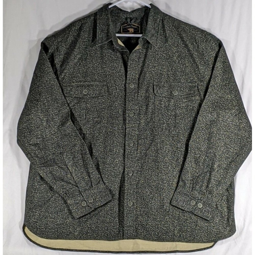 Freedom Foundry Button Front Shirt Green Mens XXL Long Sleeve Heavyweight